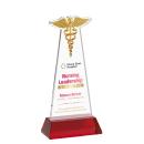 Caduceus Full Color Red on Hartford Base Unique Crystal Award