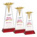Caduceus Full Color Red on Hartford Base Unique Crystal Award