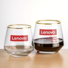 Tucson Gold Rim Stemless Wine - Imprinted - Wine Glasses