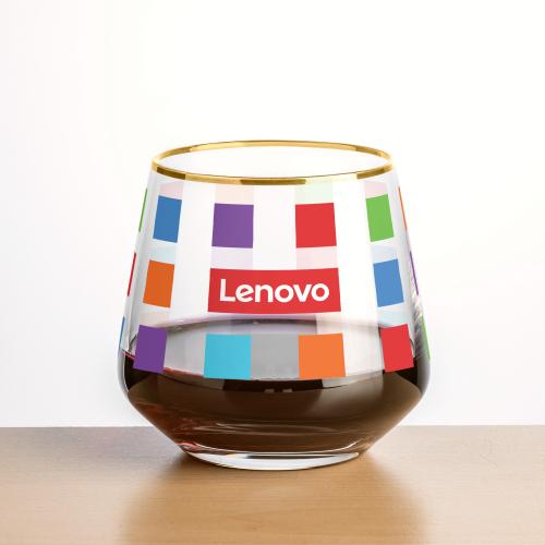 Corporate Gifts - Barware - Wine Glasses - Tucson Gold Rim Stemless Wine - Full Color