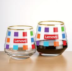 Tucson Gold Rim Stemless Wine - Full Color - Wine Glasses