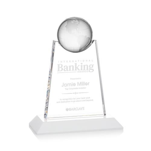 Awards and Trophies - Crystal Awards - Netherford White Globe Crystal Award