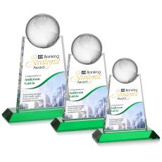 Netherford Full Color Green Globe Crystal Award - Full Color Imprint