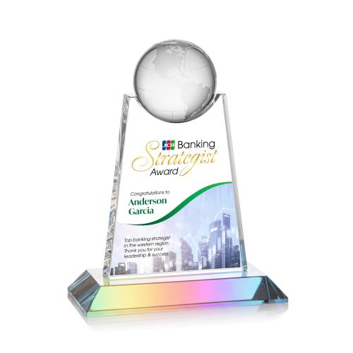Awards and Trophies - Crystal Awards - Netherford Full Color Prismatic Globe Crystal Award