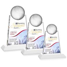 Netherford Full Color White Globe Crystal Award - Full Color Imprint