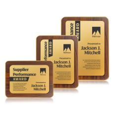 Reston Plaque - Walnut Finish/Gold - Plaque Awards