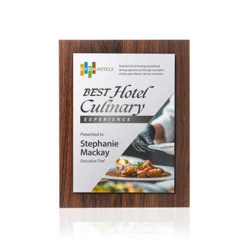 Awards and Trophies - Plaque Awards - Millsboro Full Color Plaque - Walnut Finish/Silver