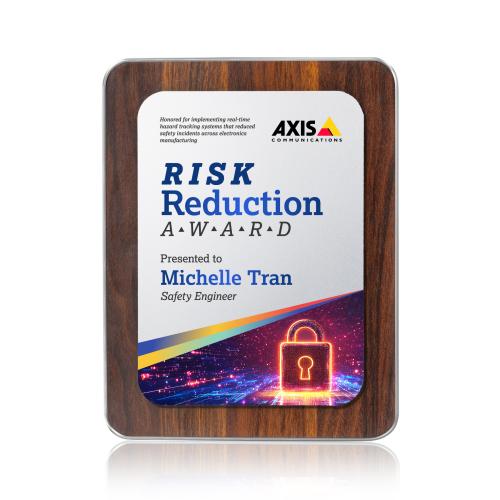 Awards and Trophies - Plaque Awards - Reston Full Color Plaque - Walnut Finish/Silver