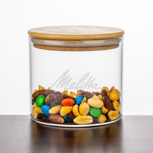 Promotional Products - Housewares - Barrels & Jars - Aniston Jar w/Bamboo Lid - Deep Etch