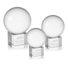 Crystal Ball Globe on Cube Crystal Award - Corporate Gifts