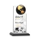 Arden Full Color Black/Gold Globe Crystal Award