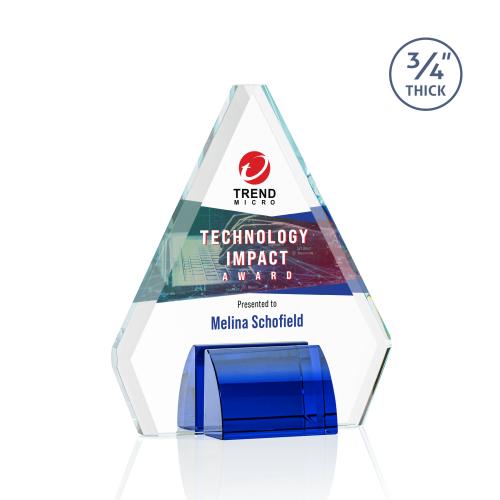 Awards and Trophies - Crystal Awards - Roxborough Full Color Blue Diamond Crystal Award