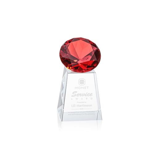 Awards and Trophies - Crystal Awards - Celestina Gemstone Ruby Crystal Award