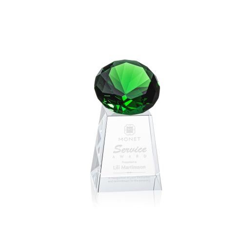 Awards and Trophies - Crystal Awards - Celestina Gemstone Emerald Crystal Award