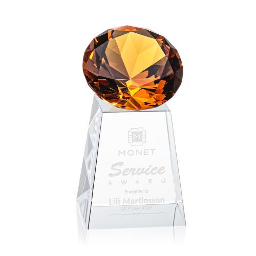 Awards and Trophies - Crystal Awards - Celestina Gemstone Amber Crystal Award