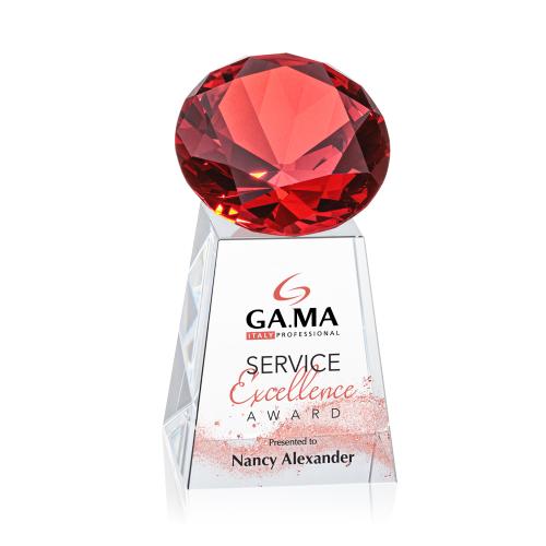 Awards and Trophies - Crystal Awards - Celestina Full Color Ruby Crystal Award