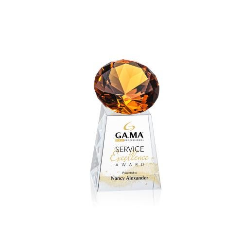 Awards and Trophies - Crystal Awards - Celestina Full Color Amber Crystal Award