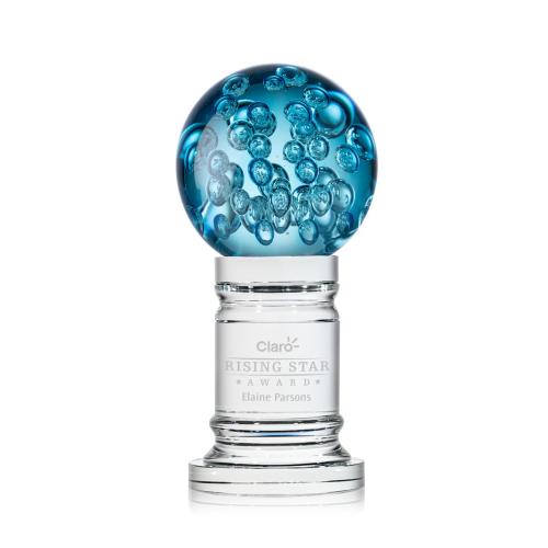 Awards and Trophies - Crystal Awards - Glass Awards - Art Glass Awards - Addison Globe on Colverstone Base Glass Award