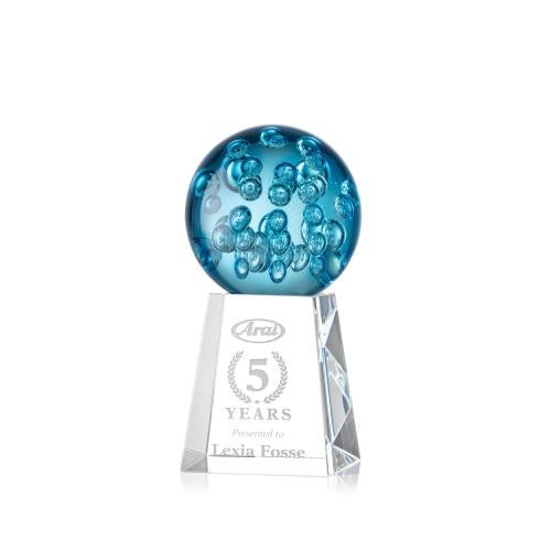 Awards and Trophies - Crystal Awards - Glass Awards - Art Glass Awards - Addison Globe on Celestina Base Glass Award