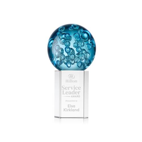 Awards and Trophies - Crystal Awards - Glass Awards - Art Glass Awards - Addison Globe on Dakota Base Glass Award