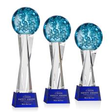 Addison Blue on Grafton Base Globe Glass Award - Art Glass Awards
