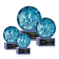Addison Blue on Hancock Base Globe Glass Award - Crystal Awards