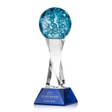 Addison Blue on Langport Base Globe Glass Award - Art Glass Awards
