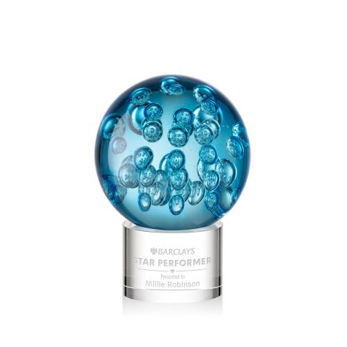 Awards and Trophies - Crystal Awards - Glass Awards - Art Glass Awards - Addison Clear on Marvel Base Globe Glass Award