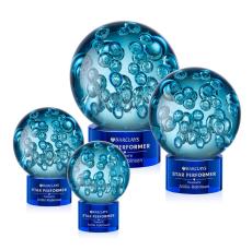 Addison Blue on Marvel Base Globe Glass Award - Art Glass Awards