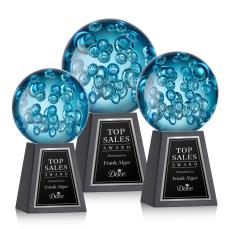 Addison Globe on Tall Marble Base Glass Award - Art Glass Awards