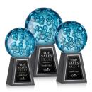 Addison Globe on Tall Marble Base Glass Award