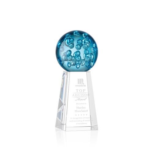 Awards and Trophies - Crystal Awards - Glass Awards - Art Glass Awards - Addison Globe on Novita Base Glass Award