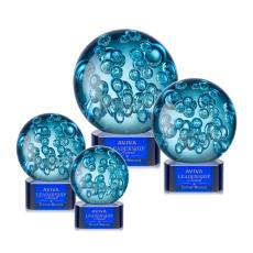Addison Blue on Paragon Base Globe Glass Award - Art Glass Awards