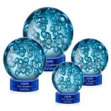 Addison Blue on Stanrich Base Globe Glass Award - Art Glass Awards