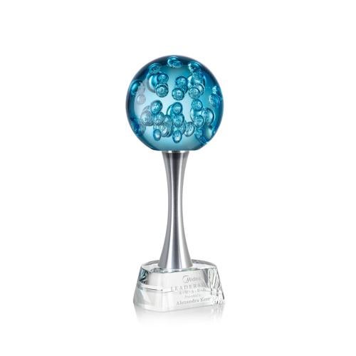 Awards and Trophies - Crystal Awards - Glass Awards - Art Glass Awards - Addison Globe on Willshire Base Glass Award