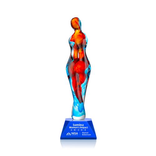 Awards and Trophies - Crystal Awards - Glass Awards - Venus Blue on Sheffield Base Glass Award