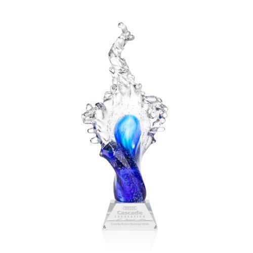 Awards and Trophies - Crystal Awards - Glass Awards - Art Glass Awards - Breaker Clear on Sheffield Base Unique Glass Award