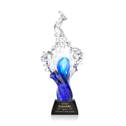 Awards and Trophies - Crystal Awards - Glass Awards - Breaker Black on Sheffield Base Unique Glass Award
