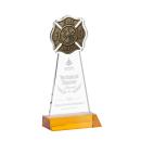 Fire Dept Amber Unique Crystal Award