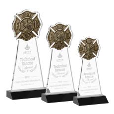 Fire Dept Black Unique Crystal Award - Awards and Trophies
