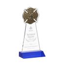 Fire Dept Blue Unique Crystal Award