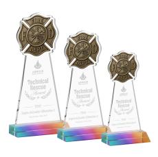 Fire Dept Prismatic Unique Crystal Award - Awards and Trophies