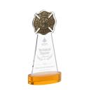 Fire Dept Amber on Alberton Base Unique Crystal Award