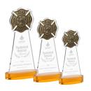 Fire Dept Amber on Alberton Base Unique Crystal Award