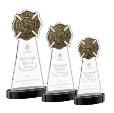 Fire Dept Black on Alberton Base Unique Crystal Award - Awards and Trophies