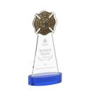 Fire Dept Blue on Alberton Base Unique Crystal Award