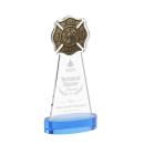 Fire Dept Sky Blue on Alberton Base Unique Crystal Award