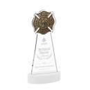 Fire Dept White on Alberton Base Unique Crystal Award