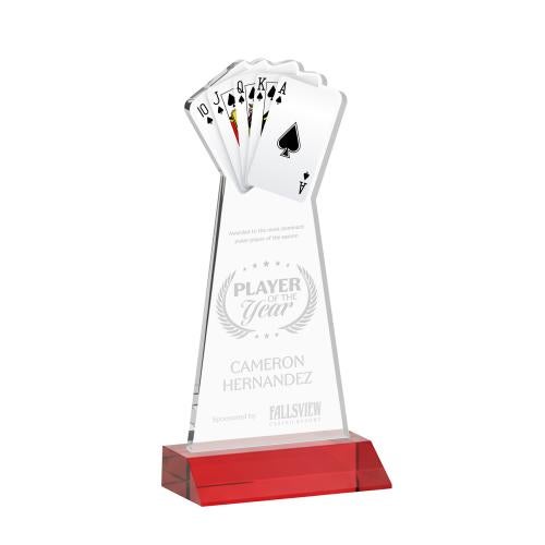Awards and Trophies - Crystal Awards - Poker Red Unique Crystal Award