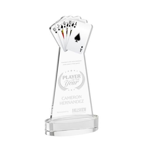 Awards and Trophies - Crystal Awards - Poker Clear on Alberton Base Unique Crystal Award